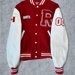 Vintage 2000 Roots Red and White Canada Varsity Jacket